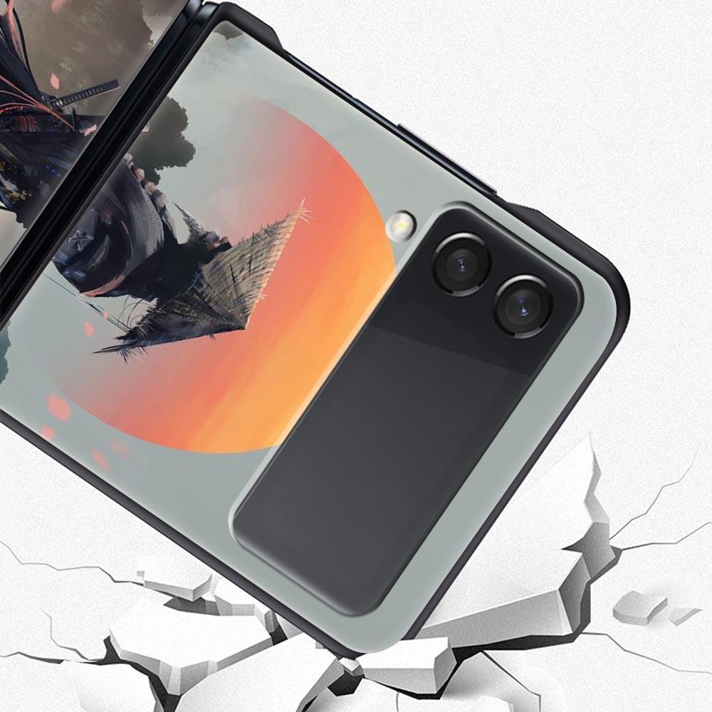 Japanese Bushido Samurai Phone Case for Samsung Galaxy Z Flip 3 4 5 Shell For Samsung Z Flip3 Flip4 Hard PC Fundas Bumper Cover