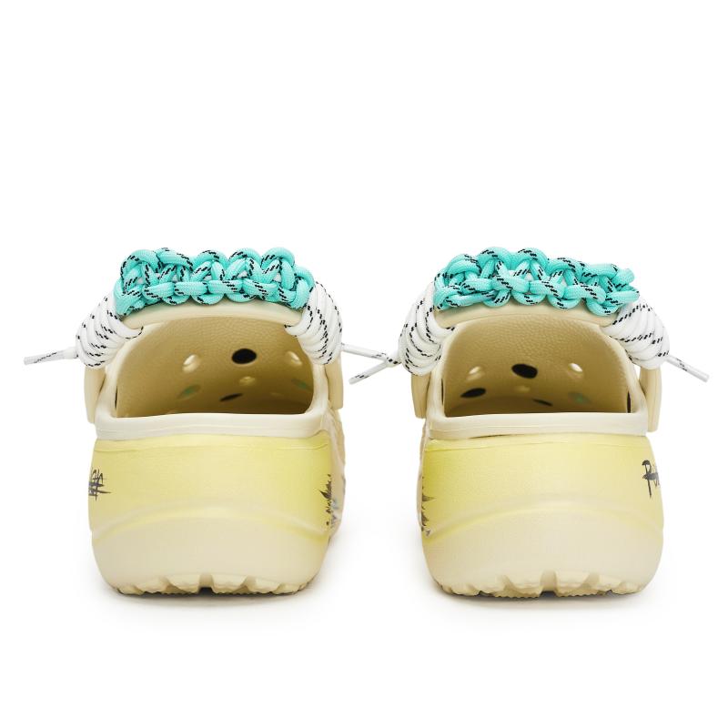 Crocs Baya Platform Clog 811 Made Daisy Flower Language Special Shoe Box Small Daisy Hole Shoes Women's White Yellow Blue