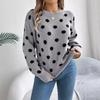 Autumn Winter Casual Color Block Polka Dot Long Sleeve Pullover Sweater Women's Fashion