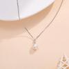 [FANCIME] Diamond Necklace for Women, K14 White Gold, Natural Freshwater Pearl (7-8mm), 1 Pearl, Lab-Grown Diamond, Pearl Bud Design, Silver Chain, Lu