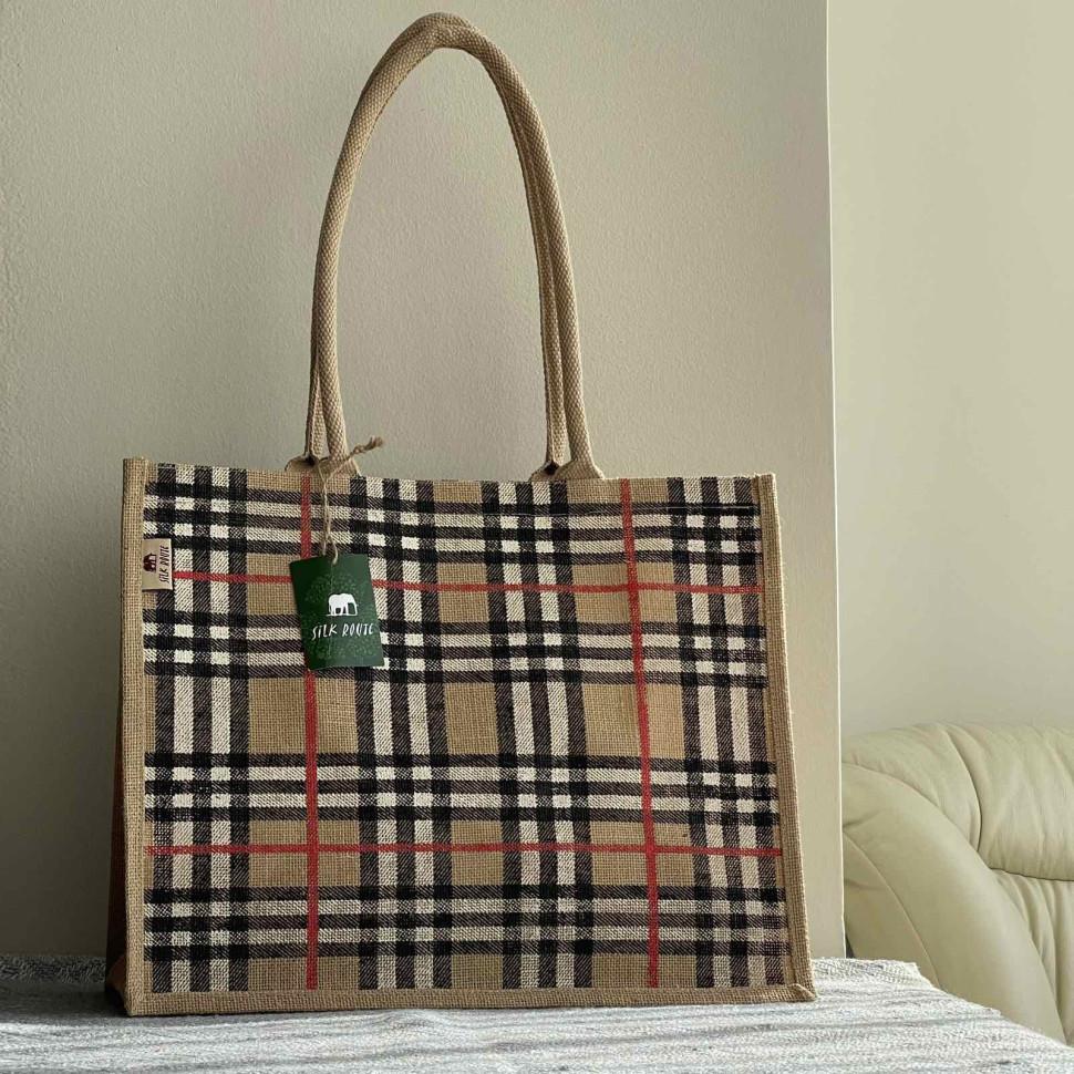 

Jute Shopping Bag Eco Shopper Beach Bag SRBG-15 Squares