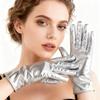 Solid Color Patent Leather Gloves Shiny Women Mittens Slim Short Gloves  Dance Stage Performance