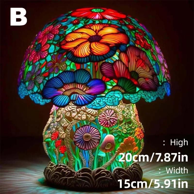 Creative Stained Plant Series Table Lamps Resin Colorful Bedroom Bedside Flower Mushroom Retro Table Night Lamp Atmosphere Light