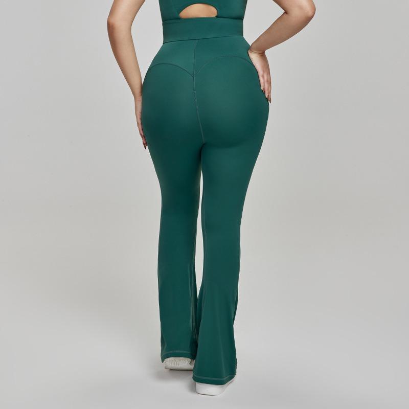 High waist belly large size yoga trousers women's pear-shaped body wide legs fitness pants thin sports flared pants show long legs