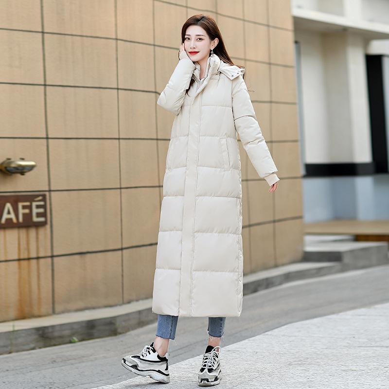 Extended Over-the-knee Cotton-padded Jacket Women's Winter New Cotton-padded Clothes Korean Loose Students Hooded Ankle Winter Coat