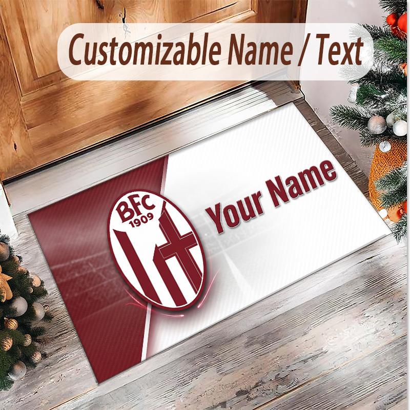 Personalized Crystal Velvet Carpet Bologna FC Pattern Non Slip Floor Rug