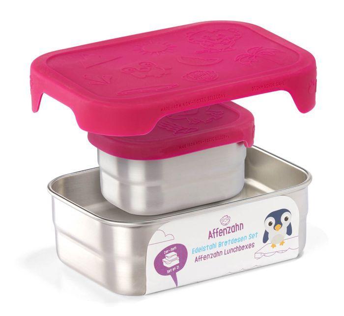 Boîte à déjeuner - AFFEN ZAHN - Eule 120314 - Argenté/Rose - Acier inoxydable - Lavable au lave-vaisselle