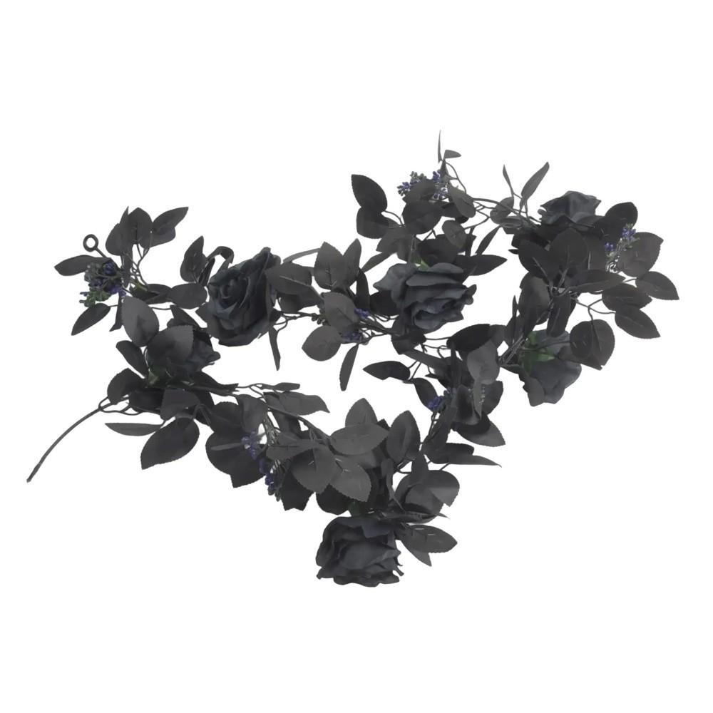 175cm Halloween Rose Leaf Vines Black Halloween Garland Artificial Rose Vines Home Decor