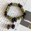 Handmade Retro Coffee Bean Bamboo Bracelet, Unisex Chinese Style Jewelry for Couples