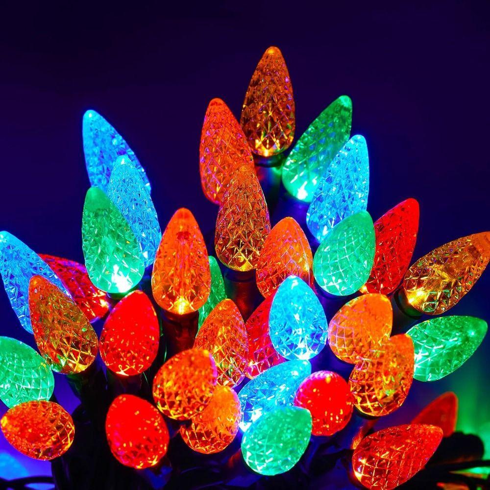 50 LED Solar Christmas Lights 5m Length 8 Modes Fairy Lights Waterproof Multi-Color Strawberry Lights Outdoor Decoration