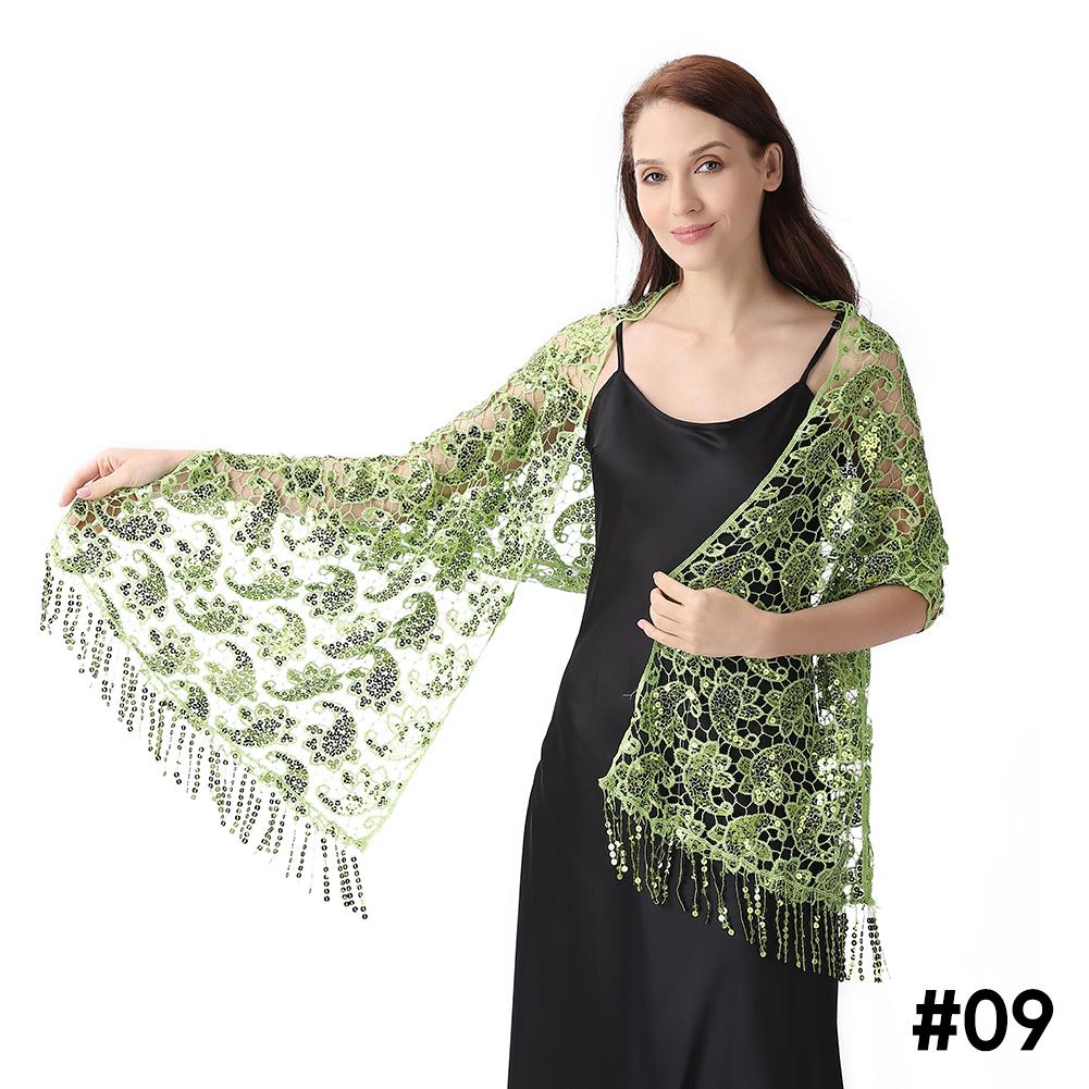 Lace & Sequins Shawl Wraps for Evening Dresses Wedding Decoration Scarf Elegant Hijab Cover for Ramadan Festivals Women's Modest Fashion Floral Shawl