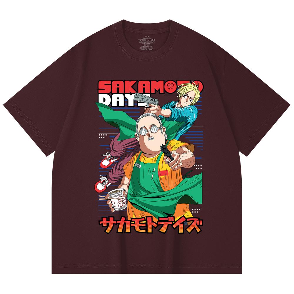 

230 Gsm 100% Cotton Sakamoto Days V3 Taro Shin Print Unisex Heavy Cotton T Shirt 2XL
