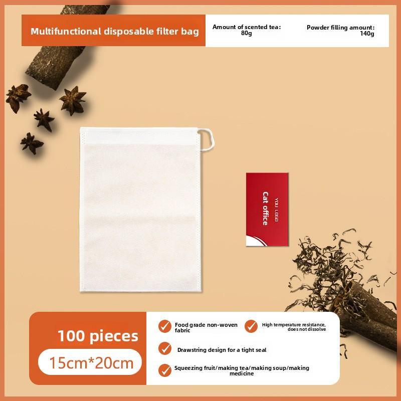 Non-woven Fabric Tea Bag with Drawstring, Disposable Soup and Marinade Bag, Traditional Chinese Medicine Decoction Gauze Bag