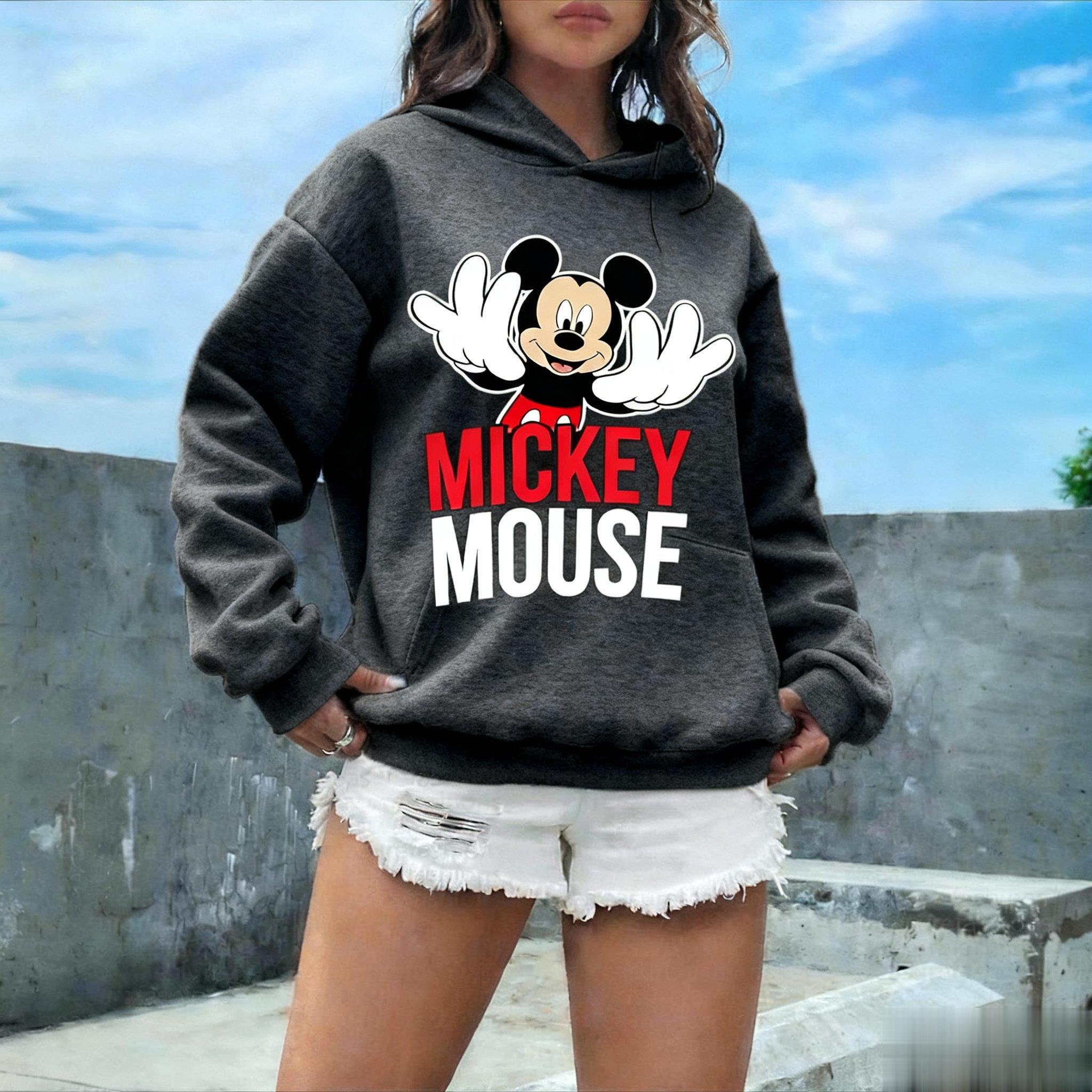 

Vintage Disney Mickey Print Hoodie Women Men Autumn Oversized Casual Streetwear Cartoon Graphic Pullover Sweatshirt Fashion Tops XL