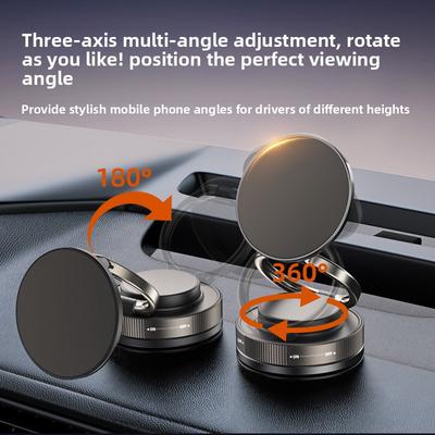 Car Mounted Magnetic Phone Holder, Portable Foldable Dual Ring Phone Holder, 360 Degree Rotating Vacuum Suction Cup Holder