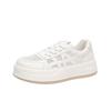 Summer mesh breathable hollow soft leather little white shoes women's shoes 2025 new thick-soled heightening casual sports board shoes