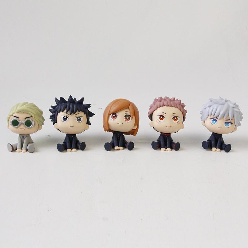 

Kawaii Anime Jujutsu Kaisen Model 5Pcs Sitting Posture Gojo Satoru Ryomen Sukuna Megumi Cute Model Car Decoration Toy Gift No box
