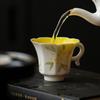 White Porcelain Hand Painted Osmanthus Tea Cup Handmade Ceramic Flower Shape Handle Teacup for Chinese Tea Ceremony