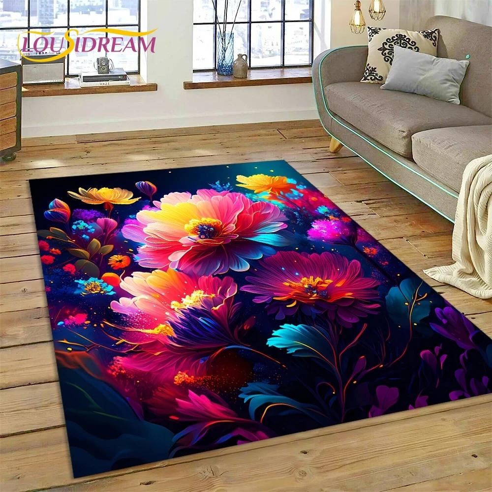 3D Dream Sun Flowers Nordic Daisy Carpet Rug for Bedroom Living Room Home Sofa Decoration,Children Game Large Decor Floor Mat