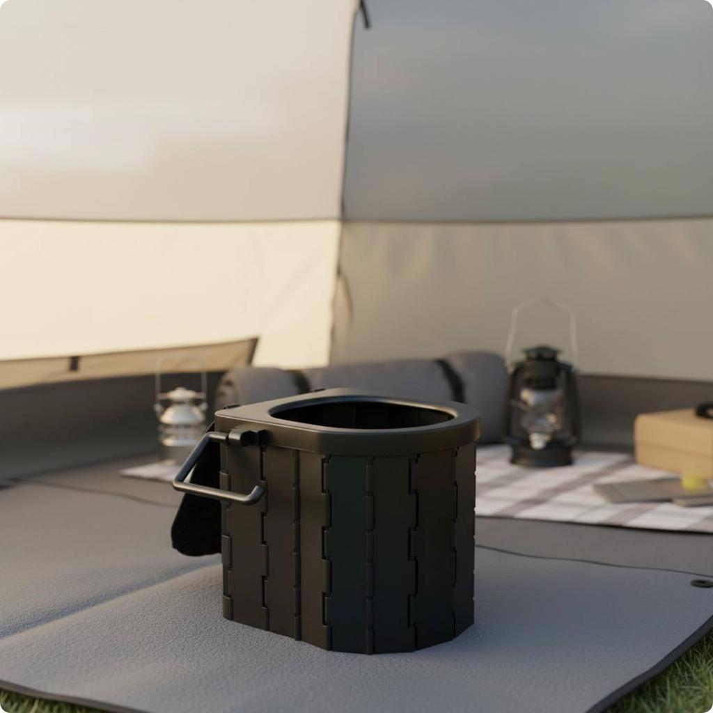Portable Folding Toilet Compact Foldable Camping Easy to Carry Travel Potty Car Trunk, Road