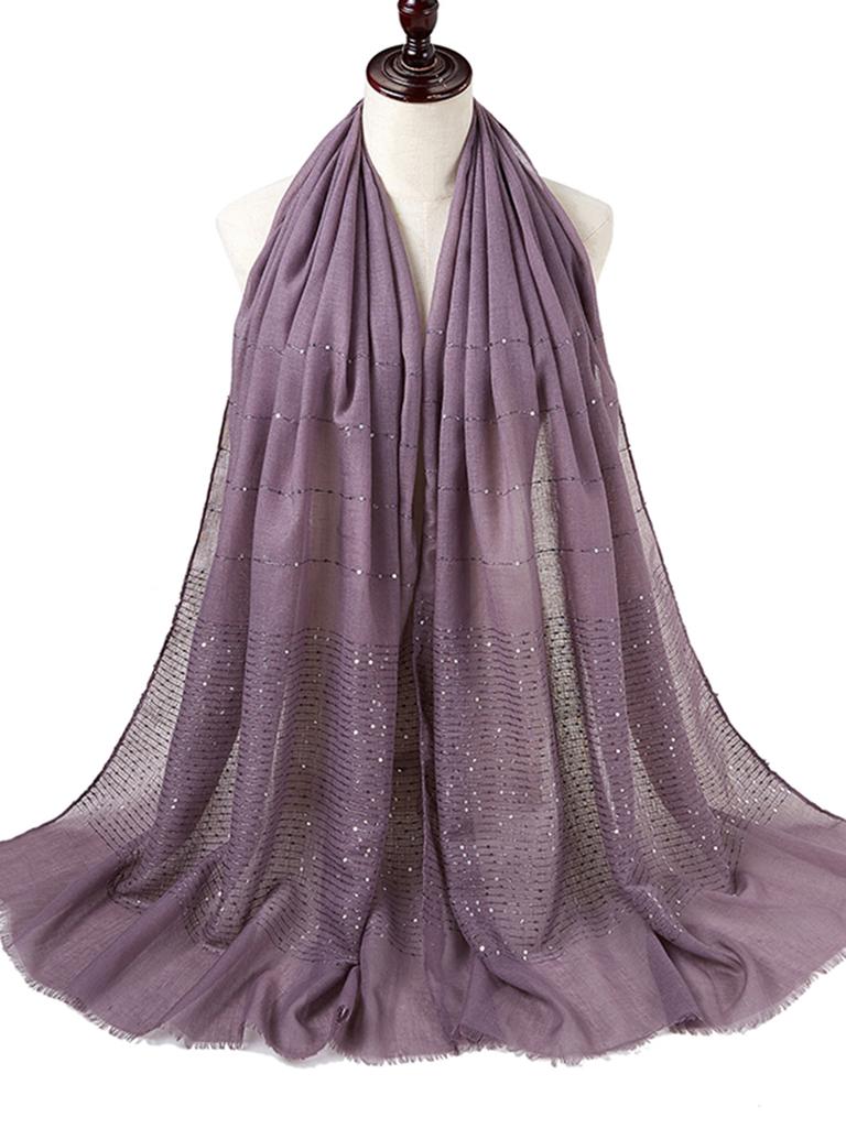 Design Shimmer Muslim Hijab Stripe Scarf Islamic Women Cotton Viscose Shiny Shawl Plain Hijab Scarf Tudung Bawal