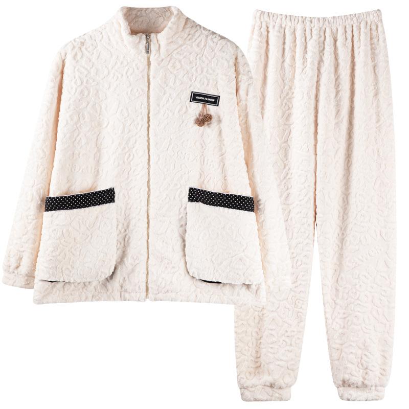 Pajamas Women'S Winter Coral Fleece Thickened Fleece Women'S Autumn And Winter Flannel Large Size Women'S Winter Warm Homewear