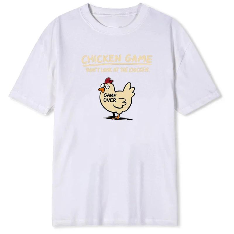Summer Round Neck Fashionable Casual Pure Cotton Chicken Pattern Short Sleeved Men's T-shirts