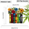 Acrylic Books with Colorful Flowers Suncatcher, Stained Glass Effect Window Hanging Ornament for Book Lovers & Art Themed Gifts