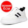 New Men's Casual Shoes Leather Simple Black White Sneakers Fashion Breathable Sneakers 4/6/8cm Invisible Height Increasing Shoes