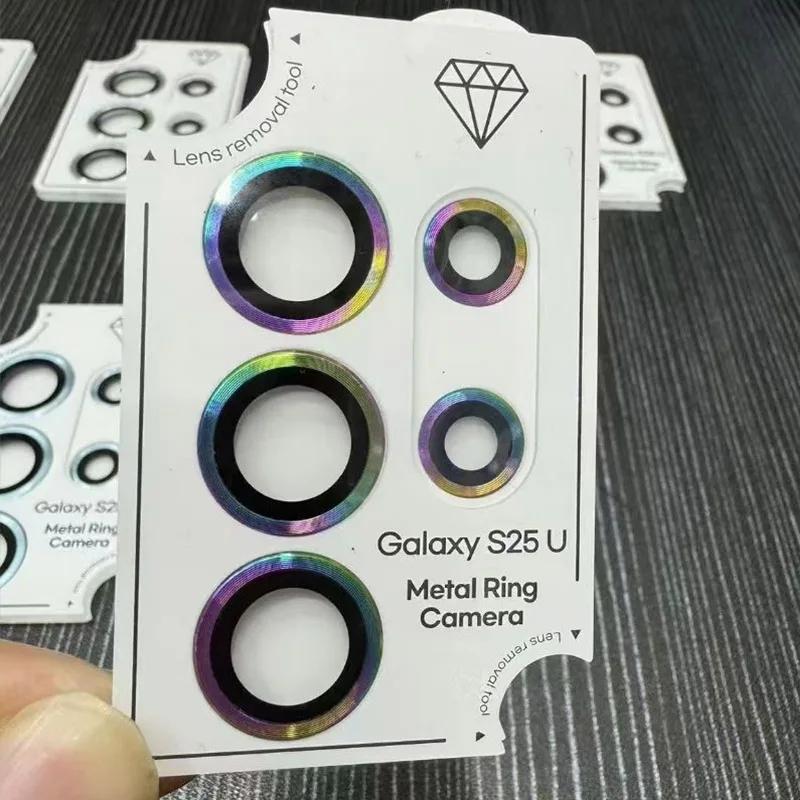 1Set Metal Camera Lens Ring Protector For Samsung Galaxy S26 S25 S24 S23 Ultra Plus Transparent Tempered Glass Rear Lens Cover