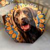 1pc Cute dog pattern Umbrella Portable Folding Umbrella Iron Frame Hole Bone Structure Outdoor Home Umbrella