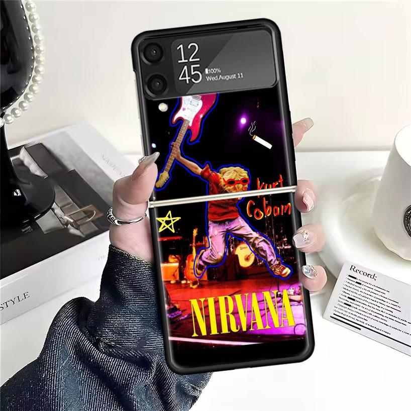 Retro Singer Kurt Cobain Cases For Samsung Galaxy Z Flip 4 5 6 7 3 Z Flip7 Flip6 Flip4 Flip5 Flip3 5G Hard Shockproof Fundas Cov