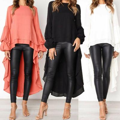 Women Blouse Shirt Asymmetrical Shirt Shirt Plus Long Sleeve