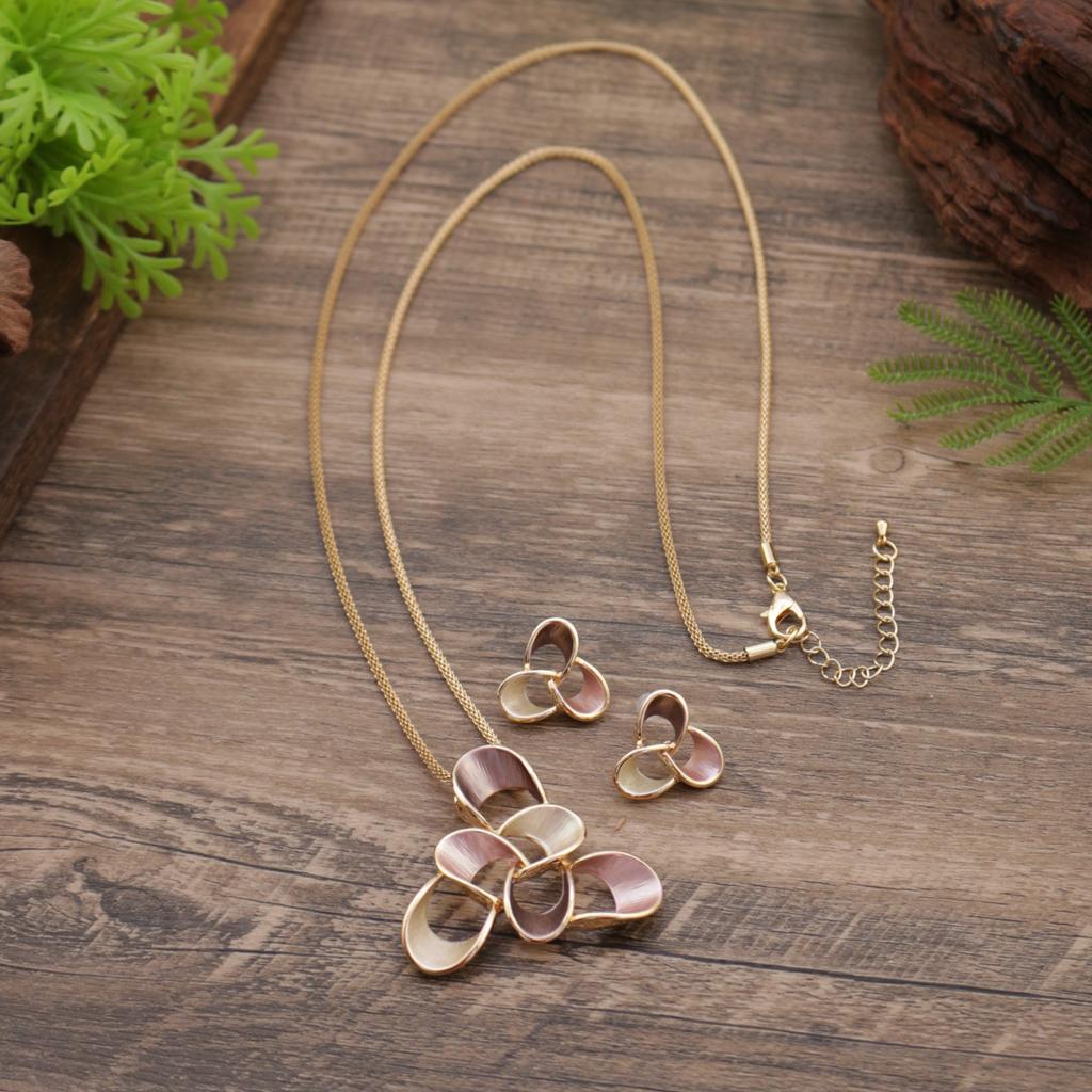 New enamel color hollow geometric flower stud earrings long pendant set, women's exaggerated autumn and winter sweater chain