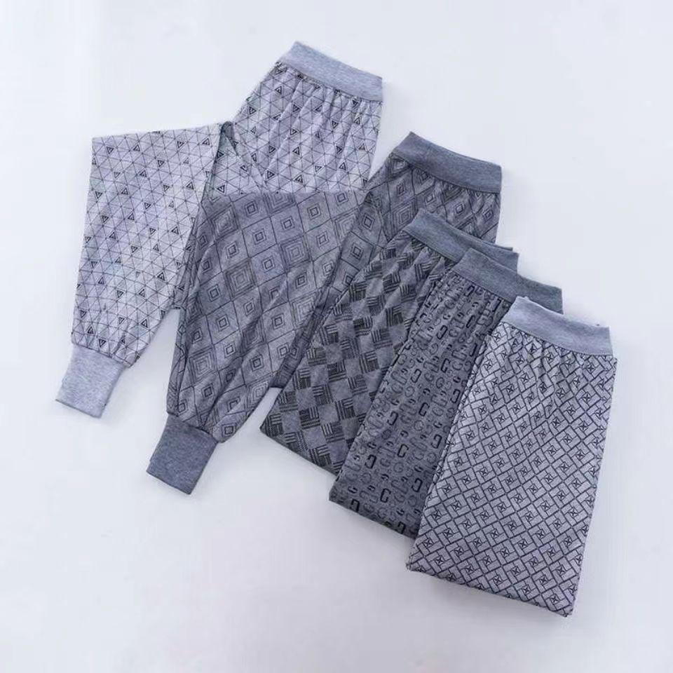 Men's Autumn Printed Trousers: Loose, Comfortable, and Elastic Polyester-Cotton for Middle-Aged and Elderly