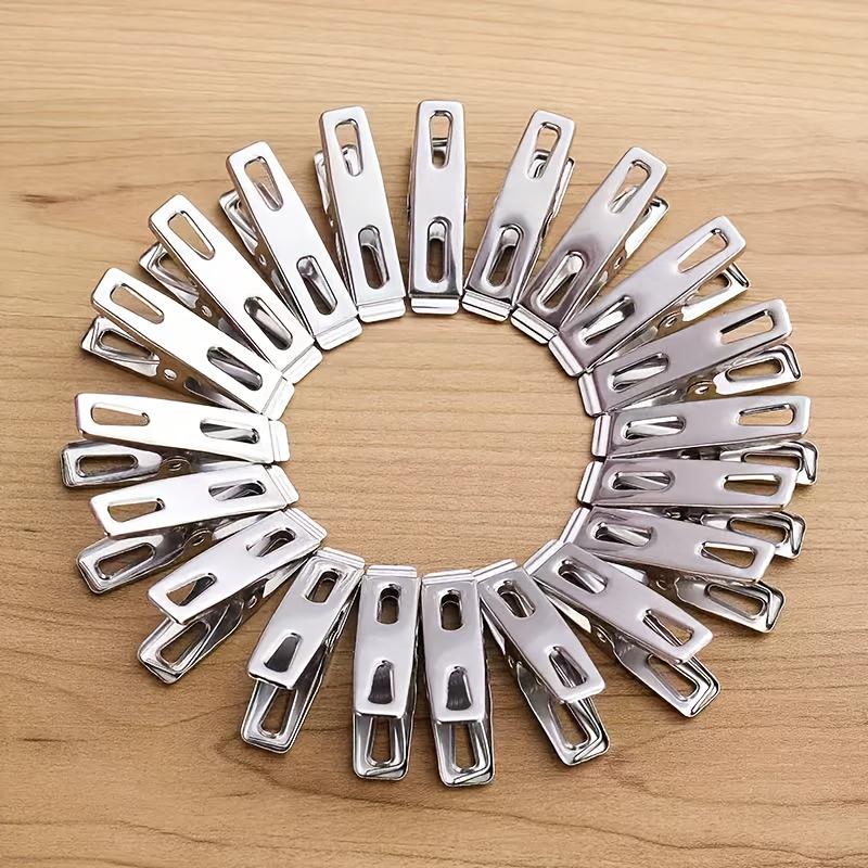 100pcs Duty Stainless Steel Clothespins - Non-Slip Grip Laundry Clips, Rustproof Indoor/Outdoor Drying - Laundry Accessories, Indoor Outdoor Use