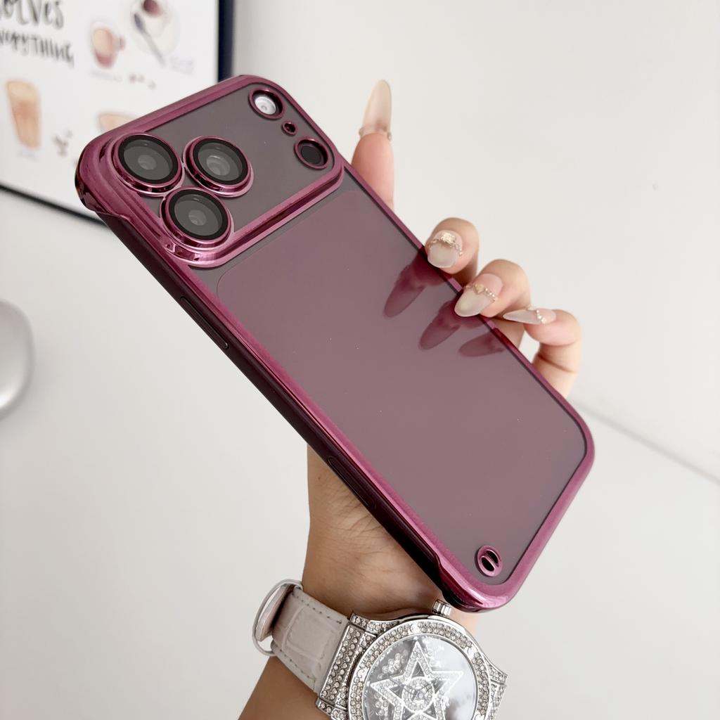 Ultra Thin Plating Clear Hard PC Phone Case For iPhone 18 17 16 15 14 Pro Max Lens Protection Shockproof Frameless Cooling Cover