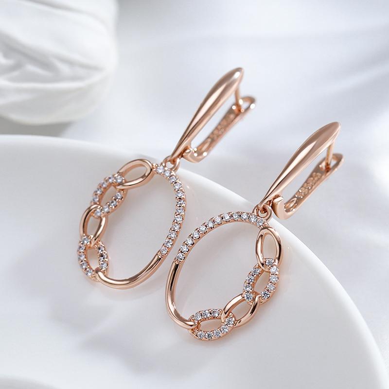 Kienl Trendige Rosegold Ethnische Braut Ohrhänger für Damen Vintage Hochzeit Natürlicher Zirkon Englische Ohrringe Täglicher Schmuck