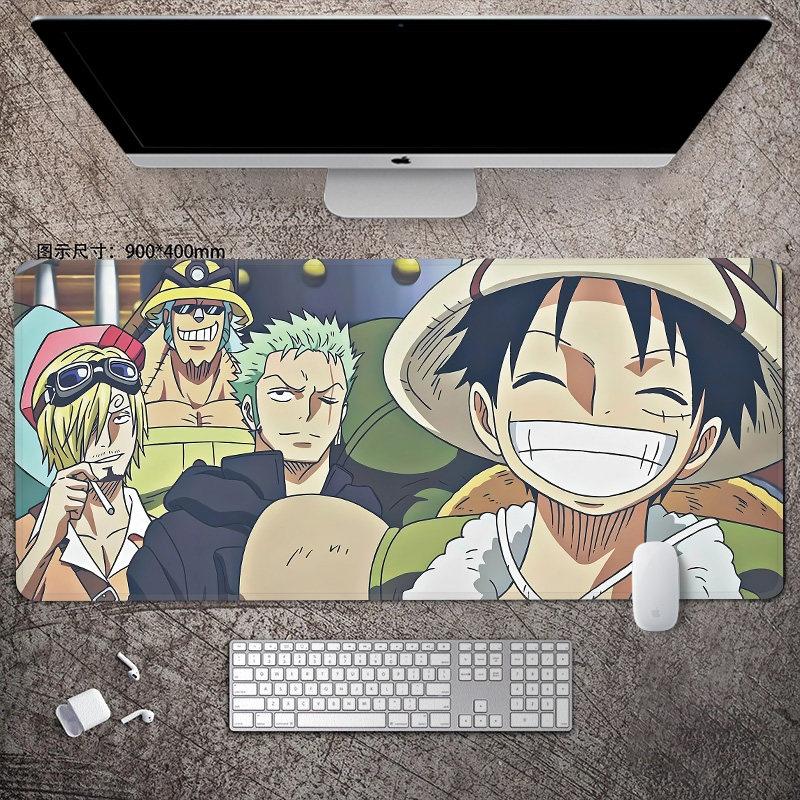 Animation Office Luffy Roronoa Zoro E-sports Gaming Table Mat ONE PIECE Leather Mouse Pad Boys Oversized Computer Keyboard Pad