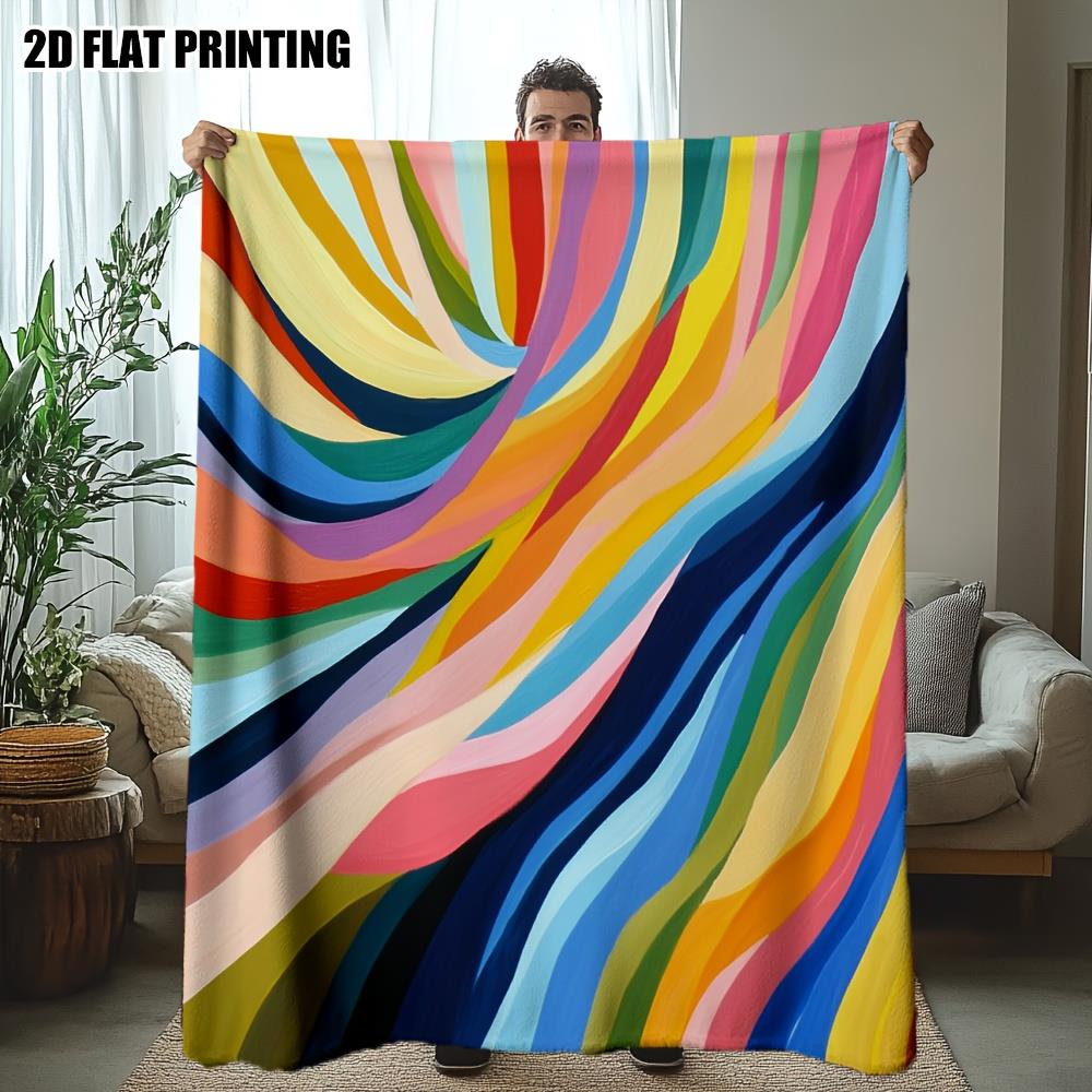 

Modern colorful abstract wave patterns Flannel printed blanket suitable for all seasons for living room office sofa and travel 75x90cm