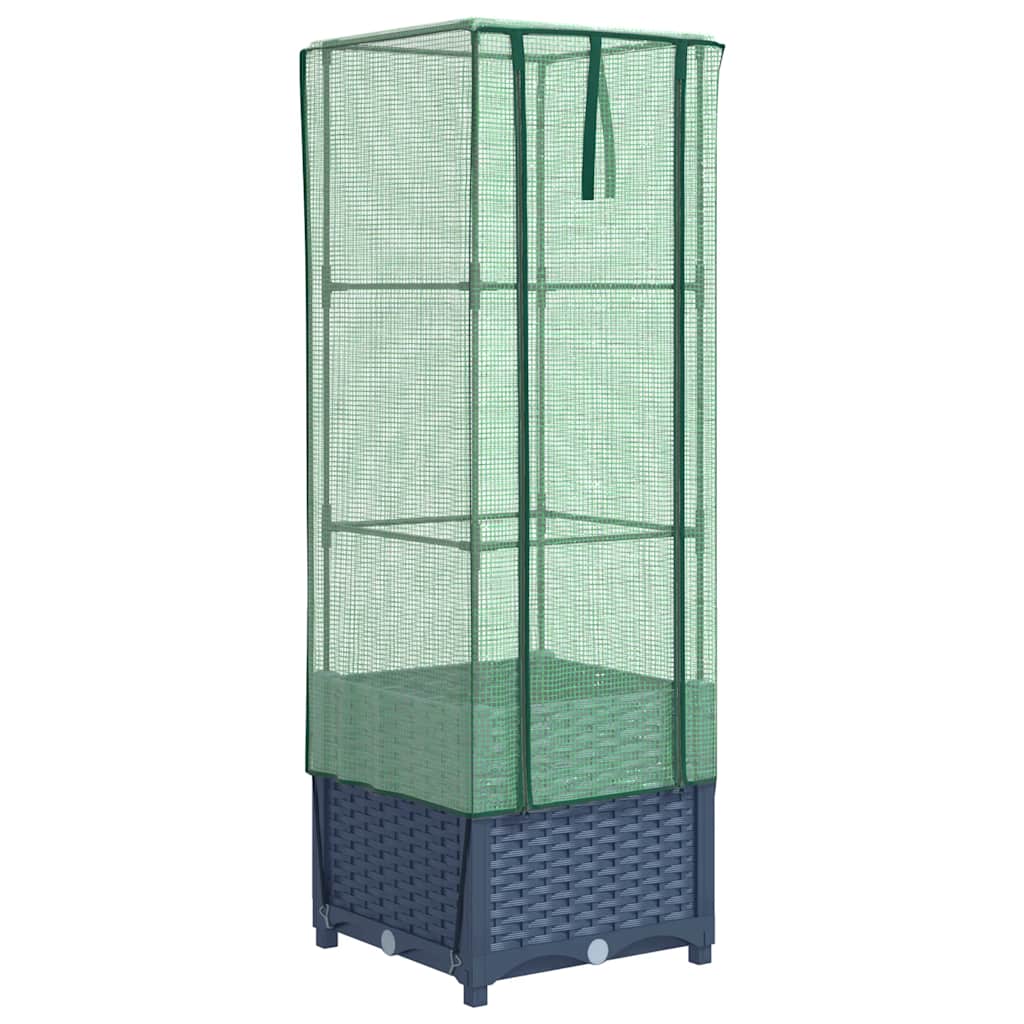 Vidaxl Raised Planter with Greenhouse, Rattan Look, 40X40X139 Cm