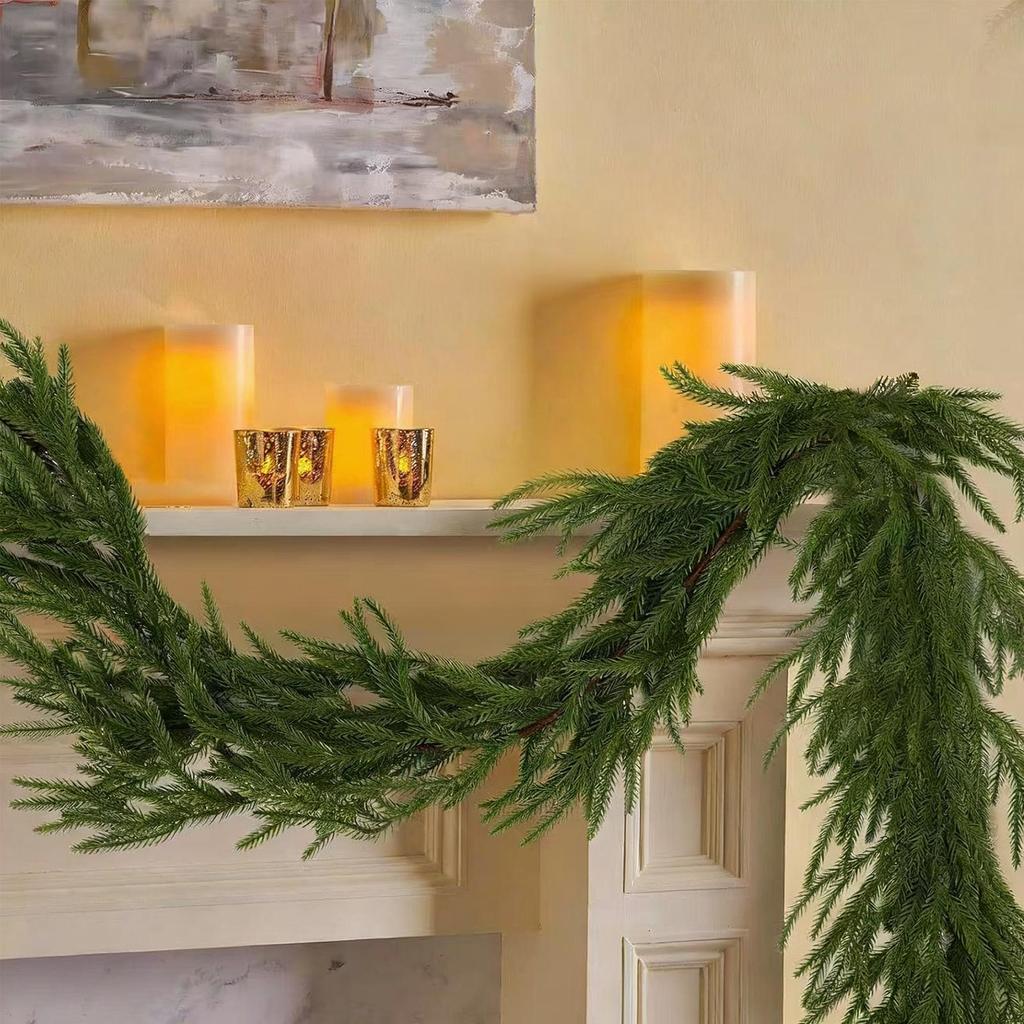 Christmas Cedar Garland Holiday Party Decor Artificial Greenery Garland For Winter For Outdoor Indoor Porches Fireplaces Front