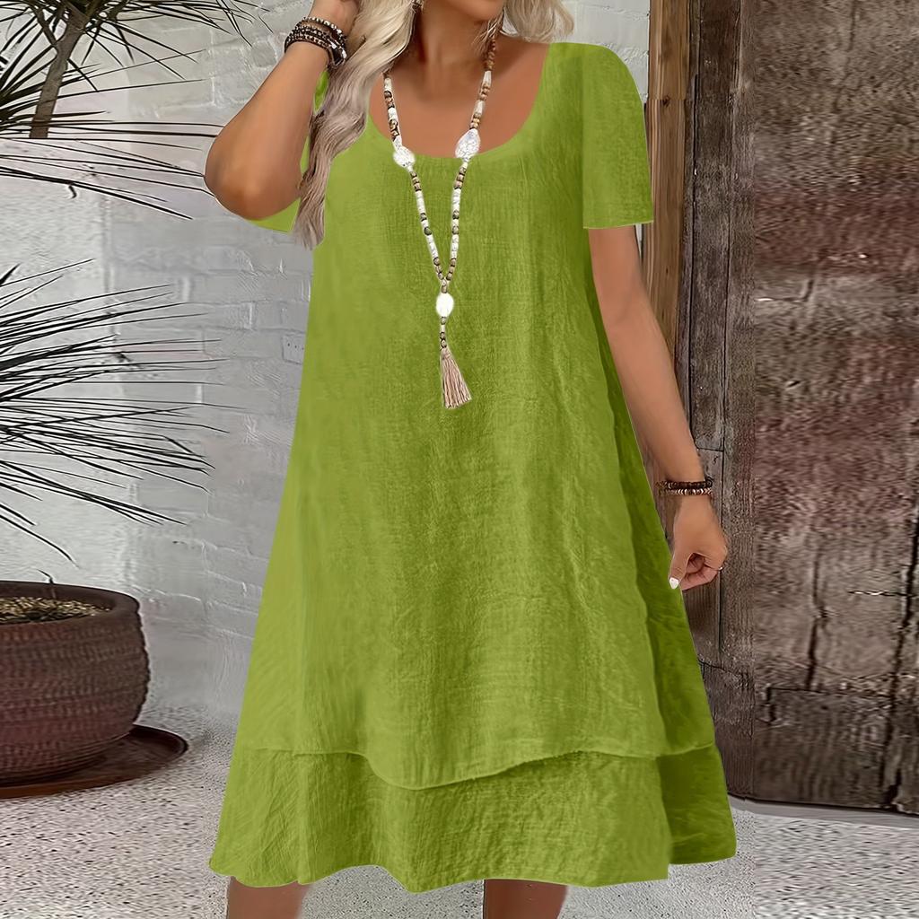 Womens Summer Dresses Short Sleeve Round Neck Loose Sundresses