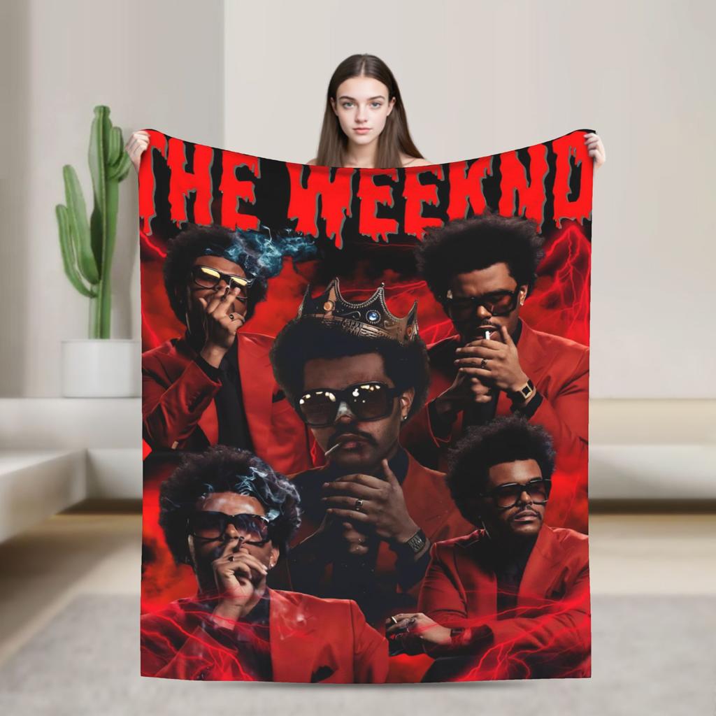 The Weeknds Rapper Singer Flannel Blanket New Album Hurry Up Tomorrow Warm Soft Throw Blanket for Bedspread Sofa Bed Cover