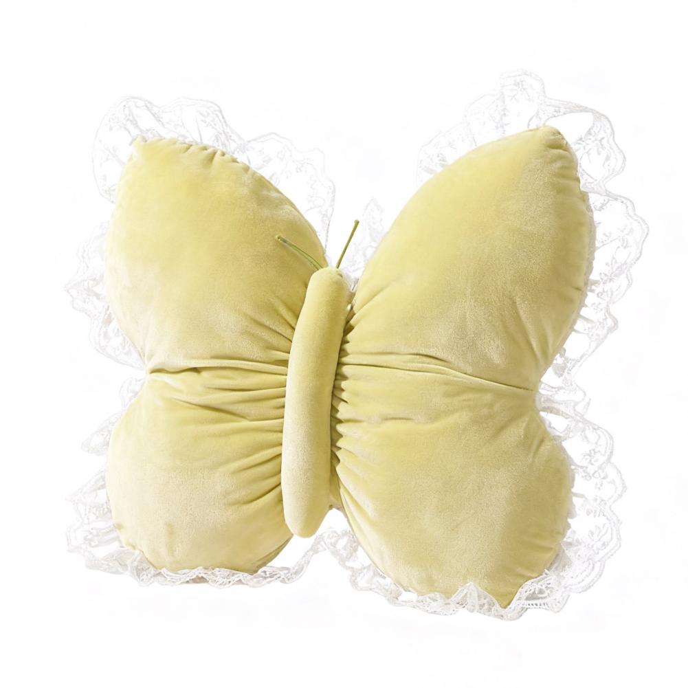 Butterfly Throw Pillow Cuddly Butterfly Pillow with Lace Ruffle Decorative Sofa Couch Pillow for Home Living Room Bedroom Decor