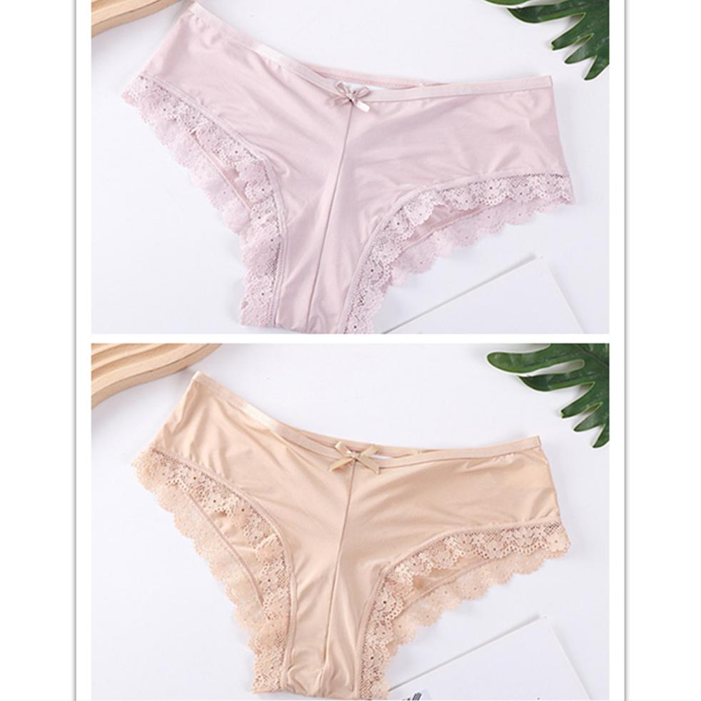 2pcs/lot Crossed Triangle Panties for Women's Sexy Lace Edge Pantie Mid Waist Bow Women Underwear