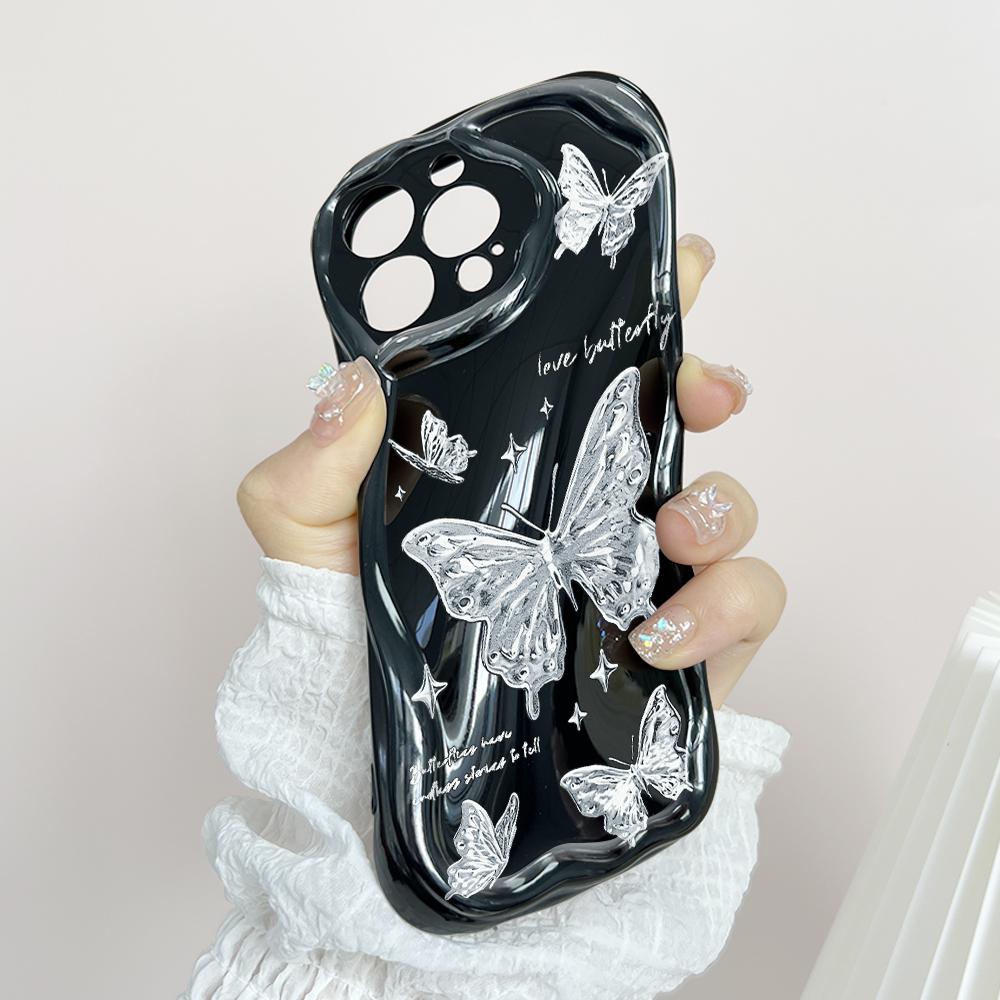 Mīksts karikatūras raksts, krēmkrāsas tekstūras korpuss ar viļņotu malu, mīksts silikona vāciņš tālruņa korpusam Samsung