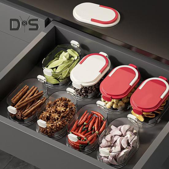 Spice Storage Box Seasoning Jar Food Grade BPA Free Large Capacity Transparent Stackable Sealed Spice Organizer