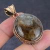 Natural Golden Rutile Gemstone Handmade Copper Jewelry Pendant 2.01" k2s77