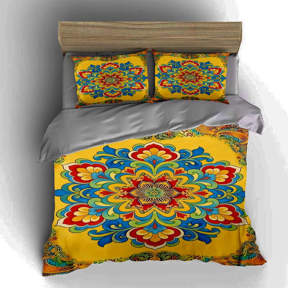Vibrant, symmetrical, floral. Bedding Duvet cover sets Duvet covers Pillowcases gifts (1 * Duvet Cover 2 * Pillowcases, without duvet insert)